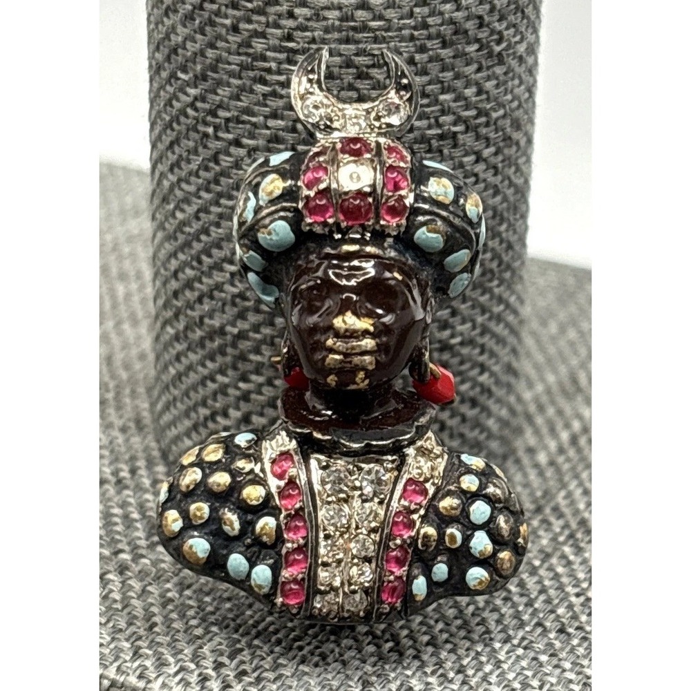 VTG Gorgeous Prince Royalty Brooch Pin Enamel Rhinestone Sterling Silver 925